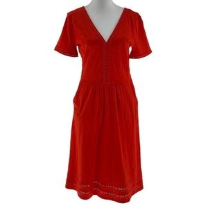 Boden Orange Sunset Carmen Trim Jersey Dress
